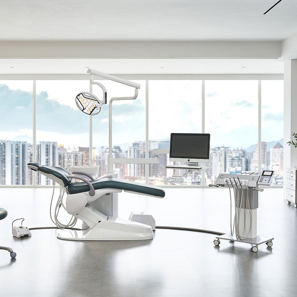 Chaise dentaire médicale de sécurité d'italie de haut niveau avec 9 programmes de mémoire avec compresseur d'air équipement dentaire